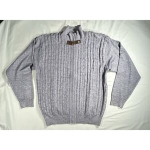 Silver Silk sweater pullover zip snap front mens XL heather blue NWT‎